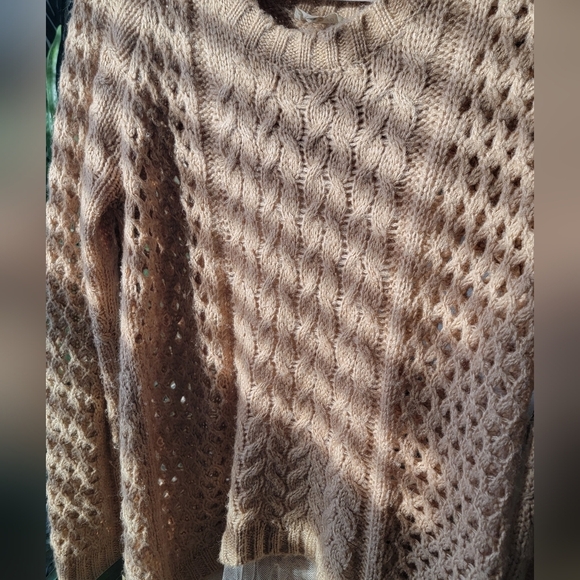 Vestique Cable Knit and Lace Tan Fall Sweater in Size Small - Picture 6 of 6